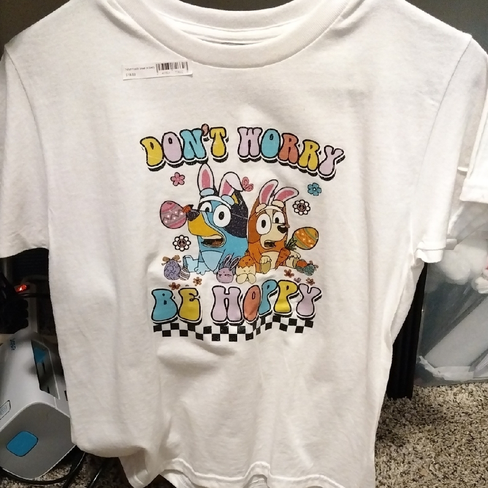 Custom White Easter Graphic T-Shirt with Cartoon Print